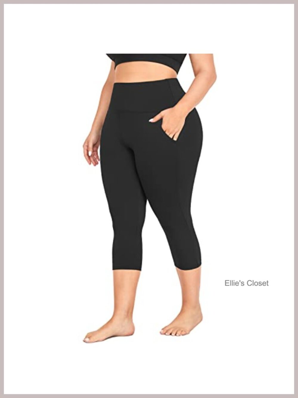 Plus Size Capri Leggings for Women with Pockets High Waist Tummy Control 92%